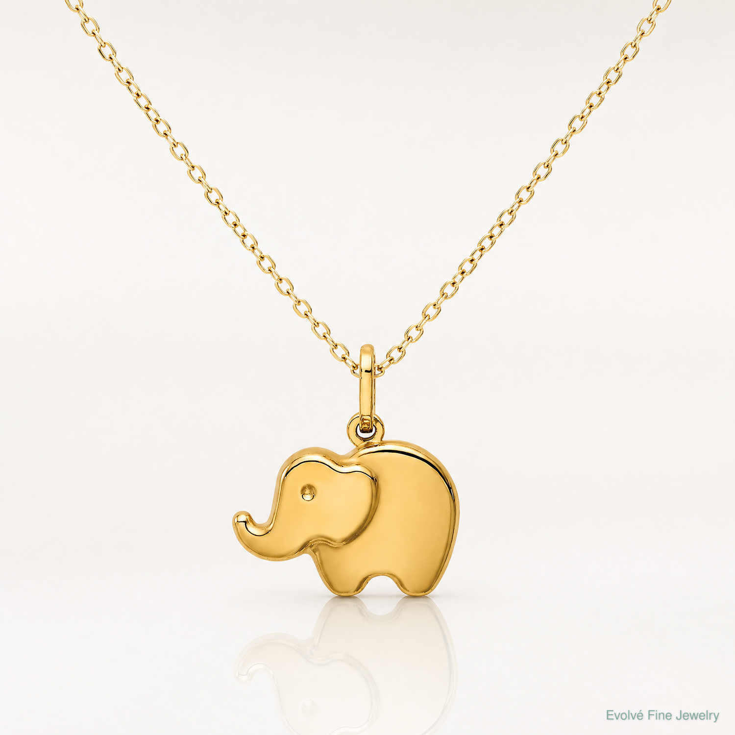14k Polished Elephant Charm - Lifestyle View