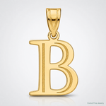14k Polished Etched Letter B Initial Pendant - Lifestyle View