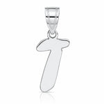 14kw Polished Script Letter T Initial Pendant - Lifestyle View