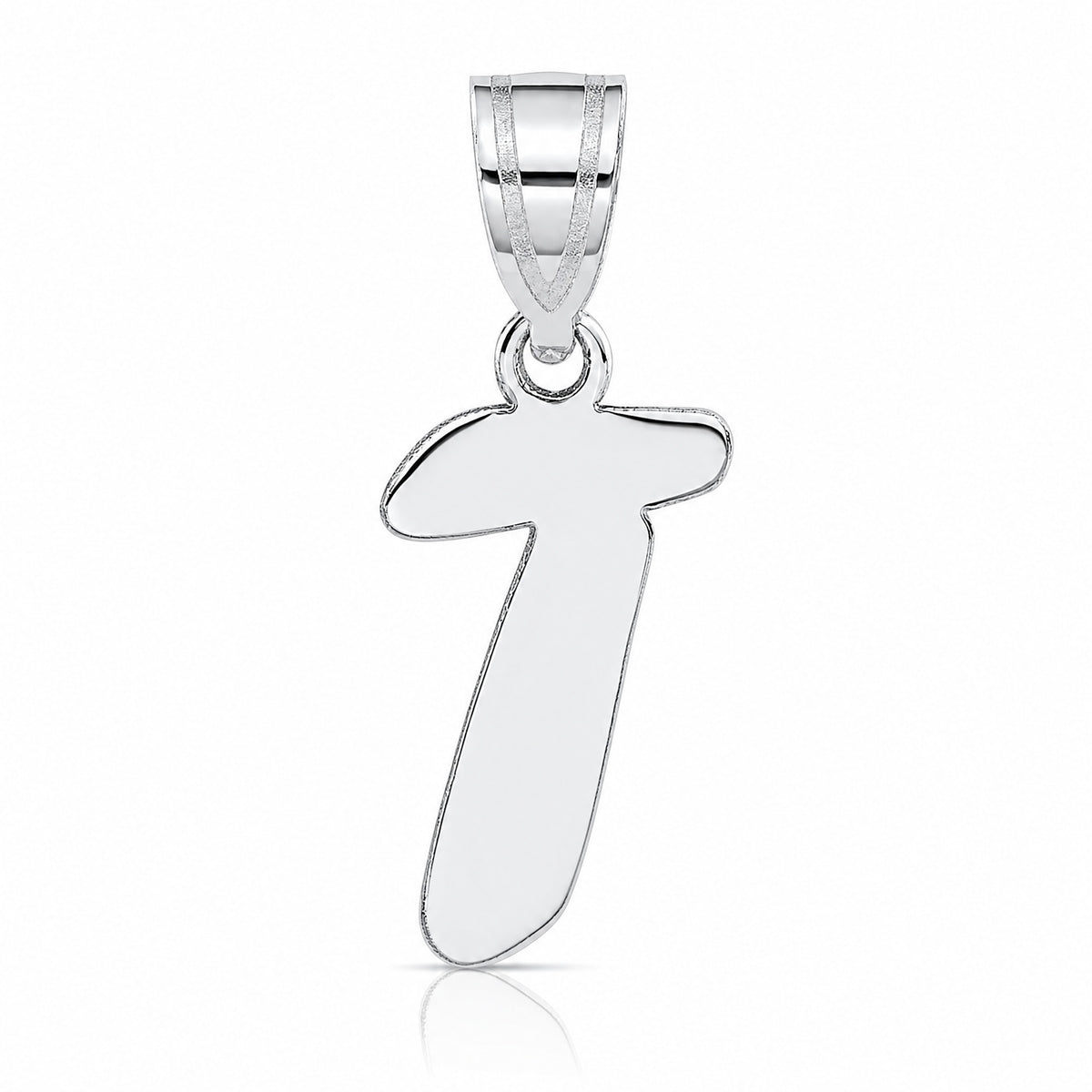 14kw Polished Script Letter T Initial Pendant - Lifestyle View