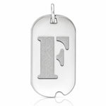 14kw Polished Letter F Initial Dog Tag Pendant - Lifestyle View