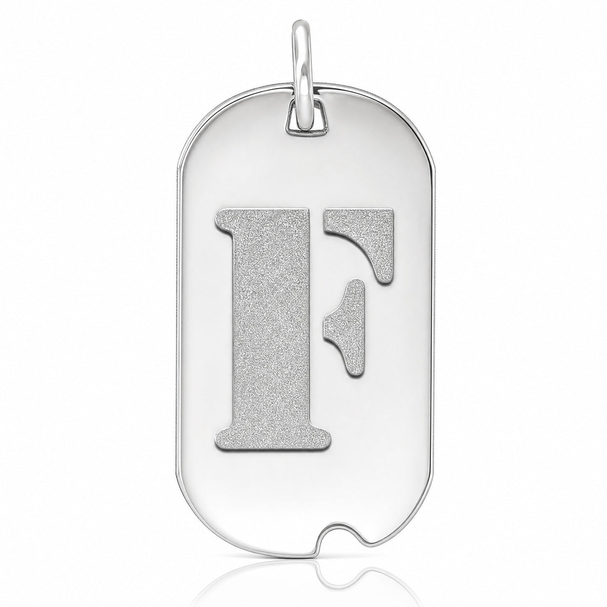 14kw Polished Letter F Initial Dog Tag Pendant - Lifestyle View
