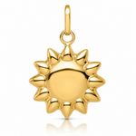 14k Polished Puffed Sun Pendant - Lifestyle View