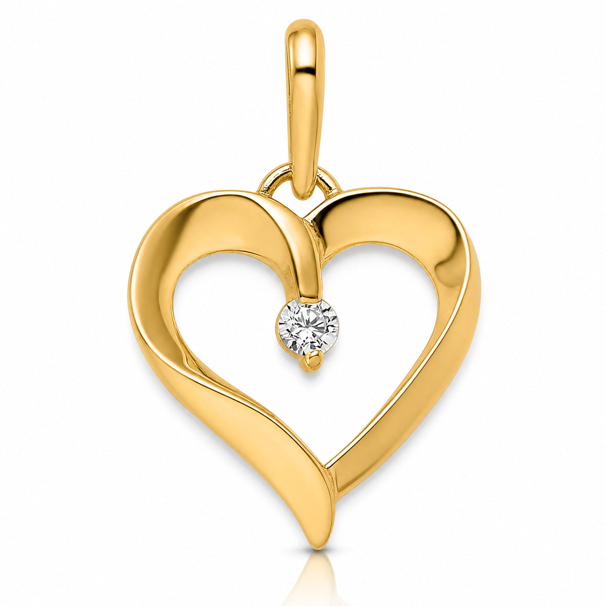 14k CZ Heart Pendant - Lifestyle View