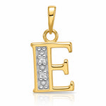 14K with Rhodium Diamond Letter E Initial Pendant - Lifestyle View