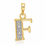 14K with Rhodium Diamond Letter F Initial Pendant - Lifestyle View