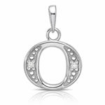 14K White Gold Diamond Letter O Initial Pendant - Lifestyle View