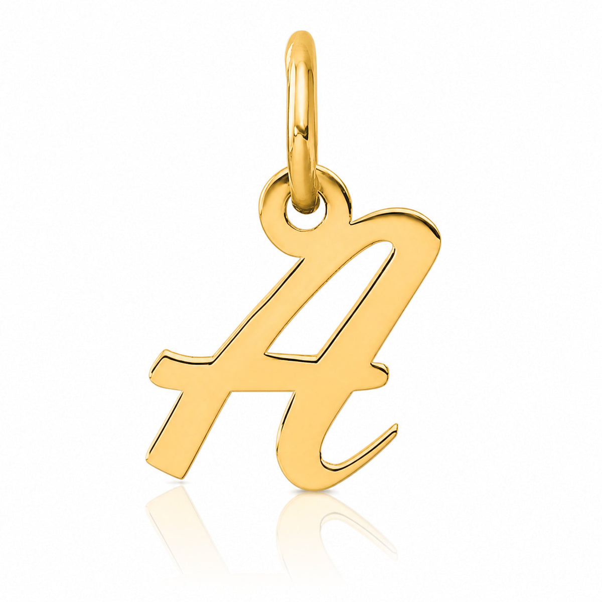 14K Small Script Letter A Initial Charm - Lifestyle View
