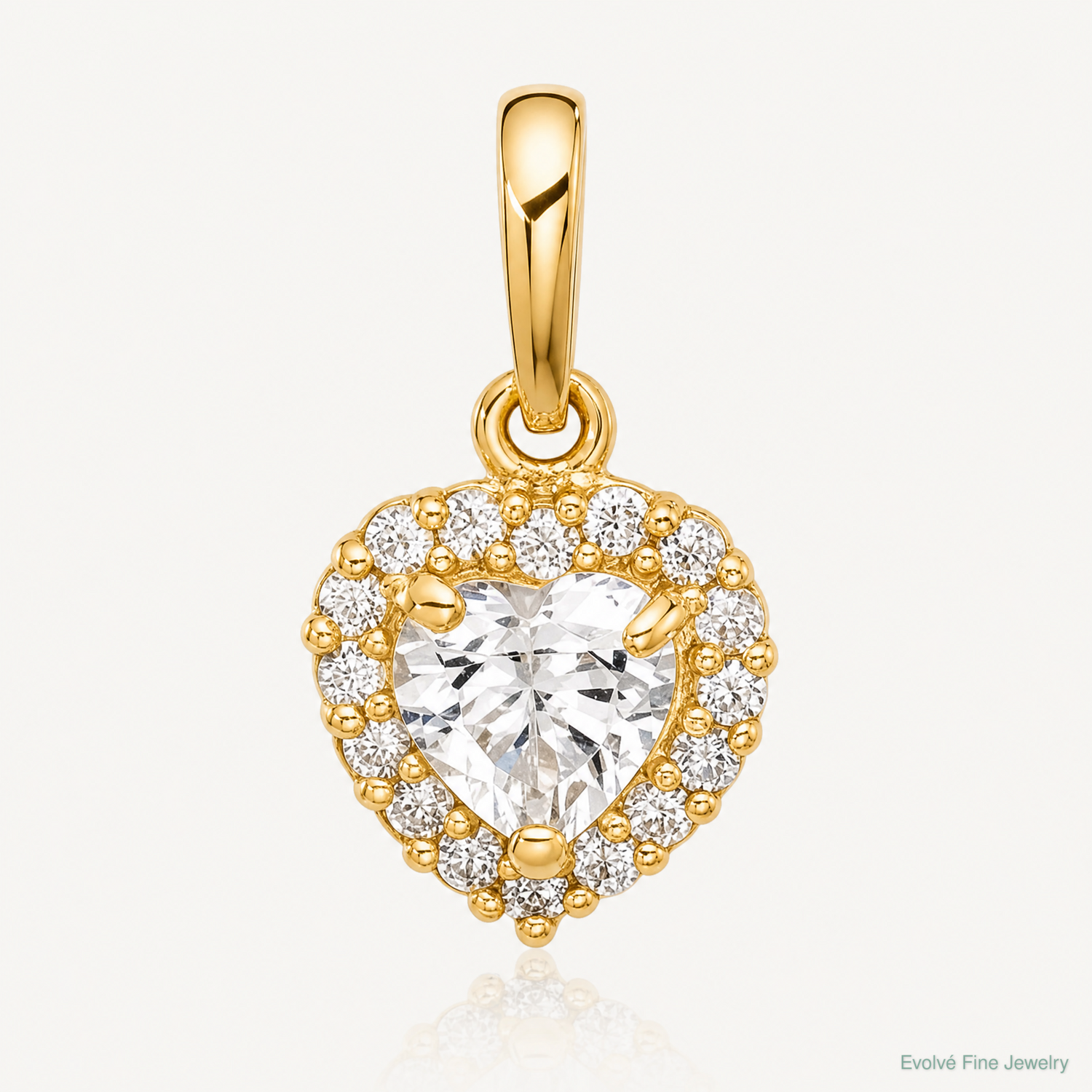 14K CZ Heart Pendant - Lifestyle View