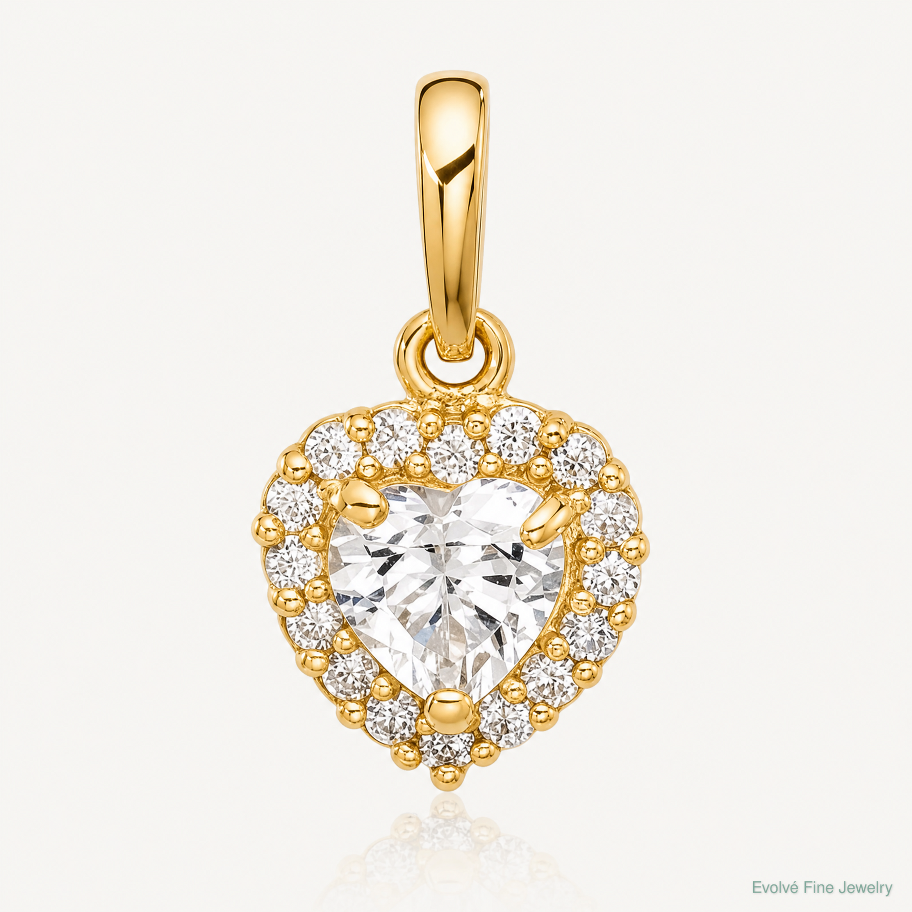 14K CZ Heart Pendant - Lifestyle View