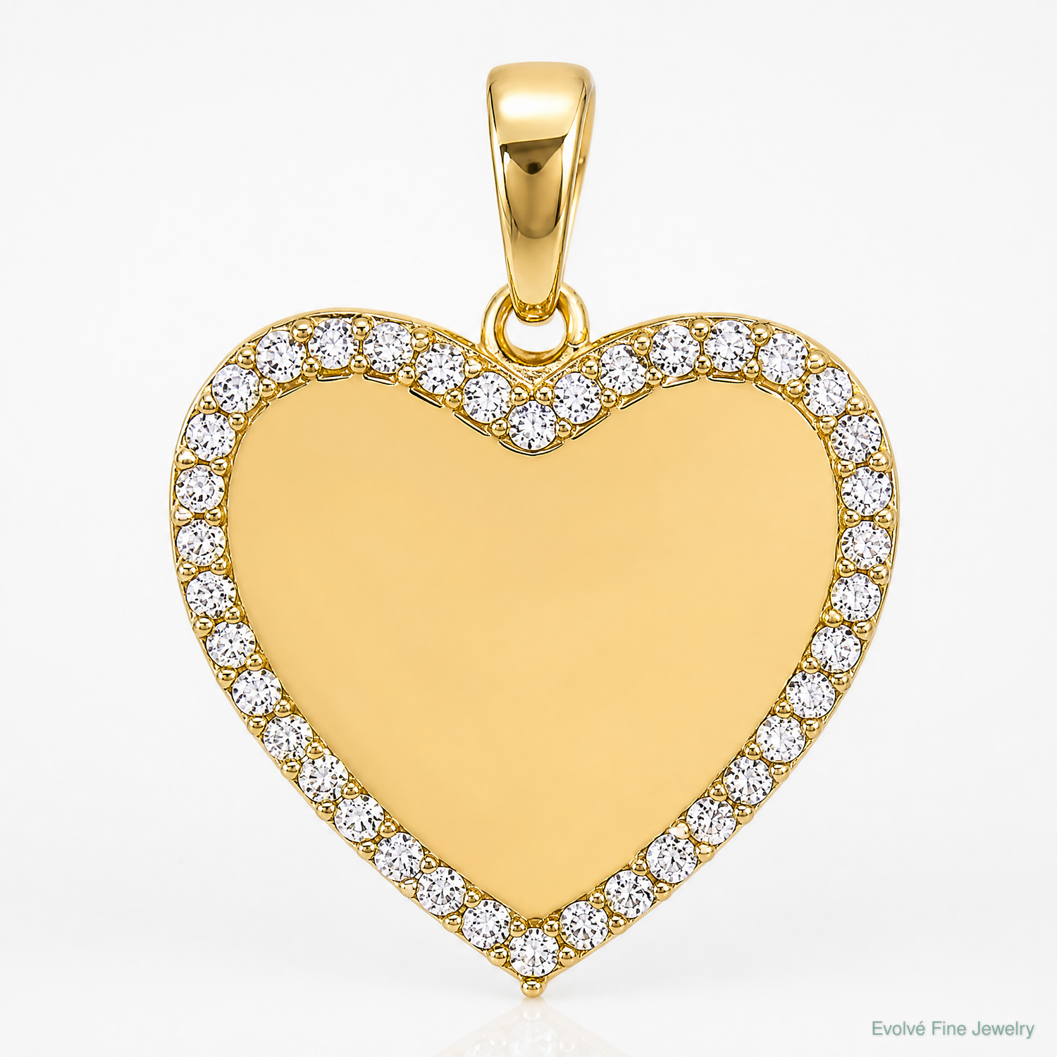 14k Polished CZ Heart Pendant - Lifestyle View