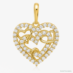 14k Polished CZ Heart Pendant - Lifestyle View