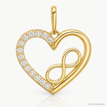 14k Polished CZ Heart w/Infinity Pendant - Lifestyle View
