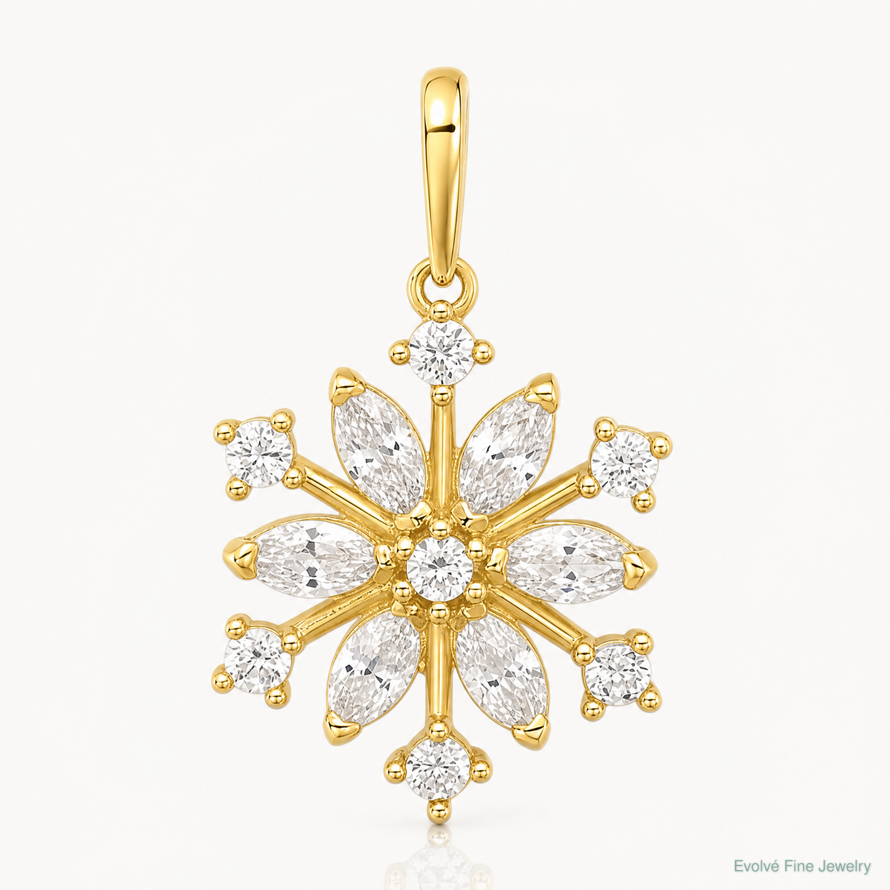 14k Polished CZ Snowflake Pendant - Lifestyle View