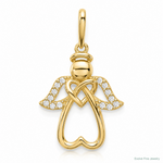 14k Polished CZ Angel Pendant - Lifestyle View