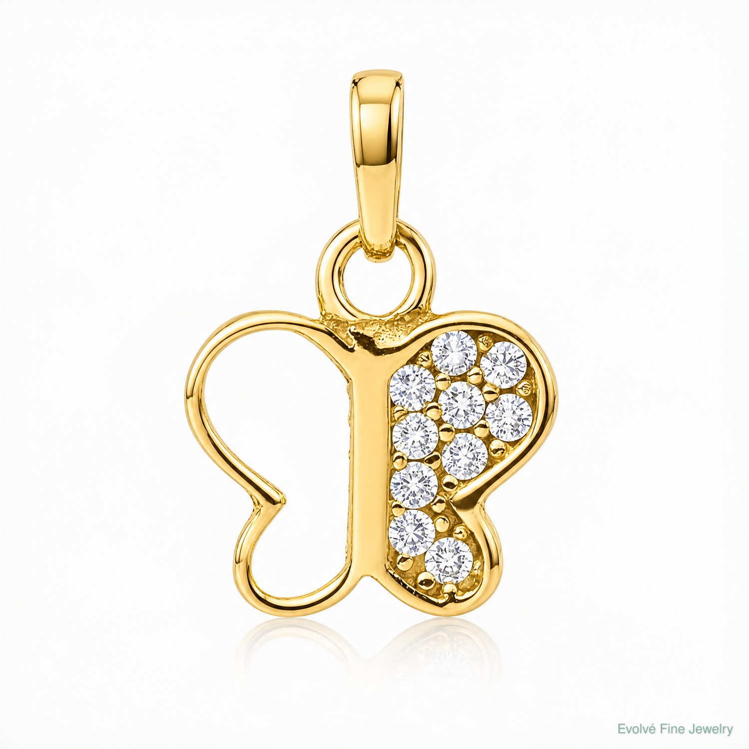 14K Polished CZ Butterfly Pendant - Lifestyle View