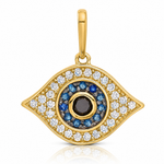 14K Polished Multi-color CZ Evil Eye Pendant - Lifestyle View