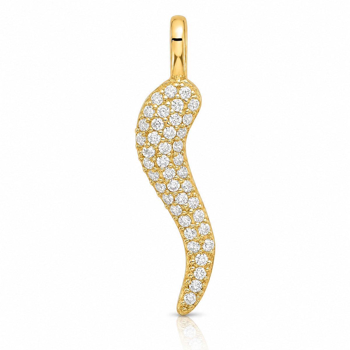 14k Polished CZ Small Italian Horn Pendant - Lifestyle View