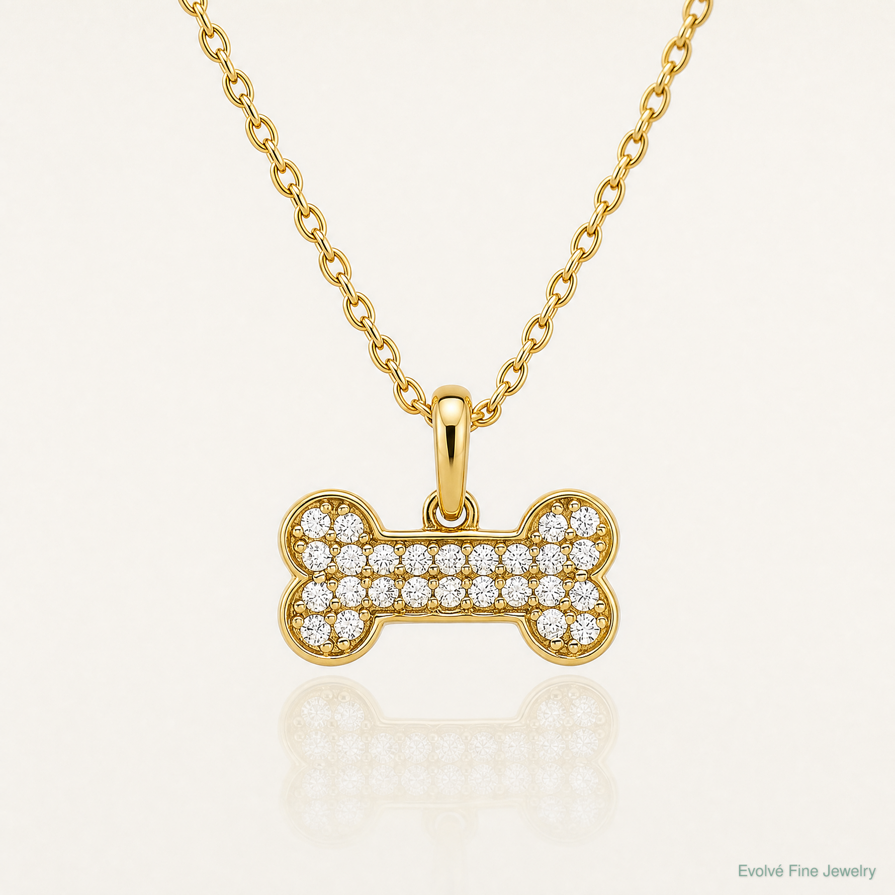 14K Polished CZ Dog Bone Pendant - Lifestyle View