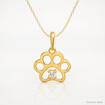 14k Polished CZ Paw Print Pendant - Lifestyle View