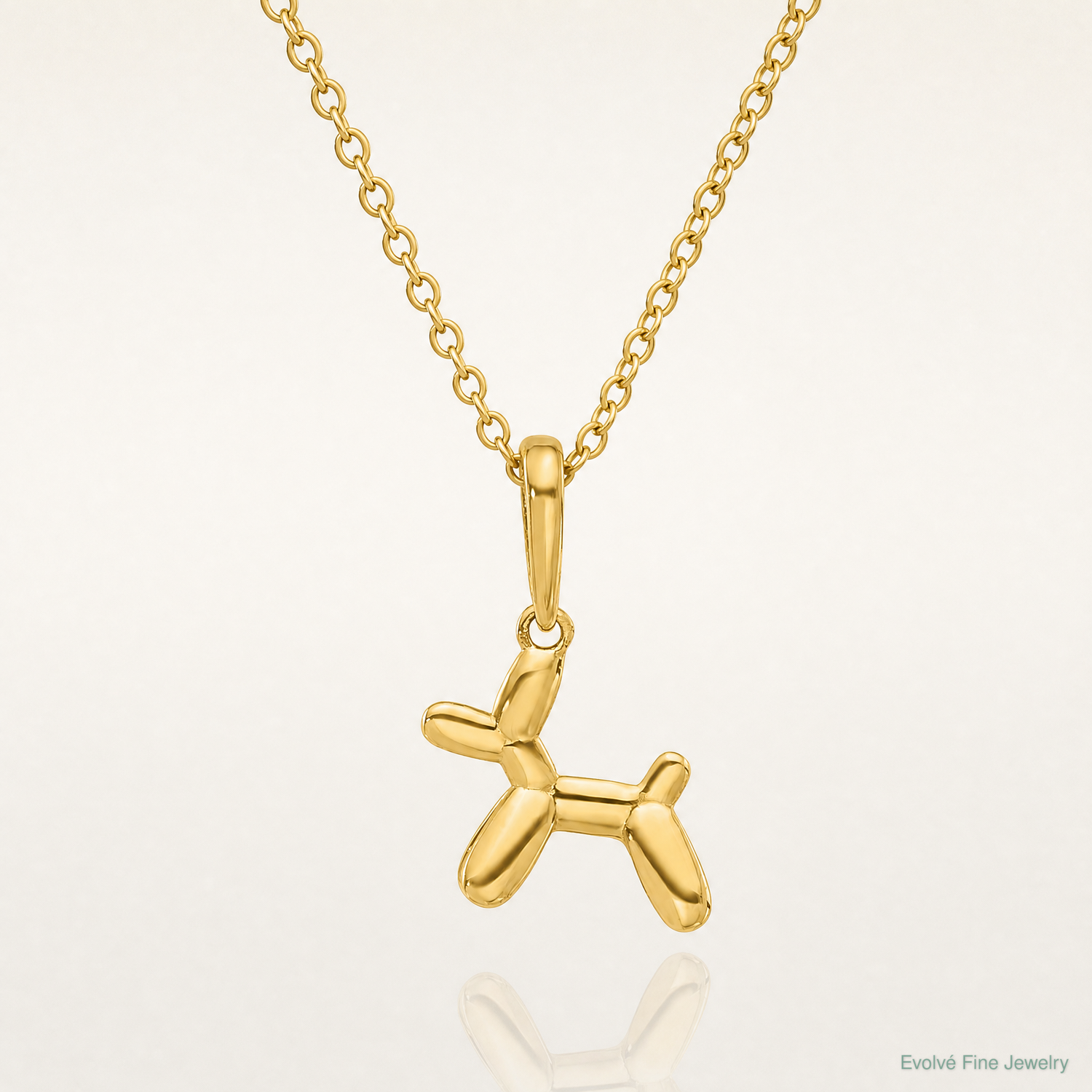 14K Polished 3D Balloon Puppy Pendant Charm - Lifestyle View
