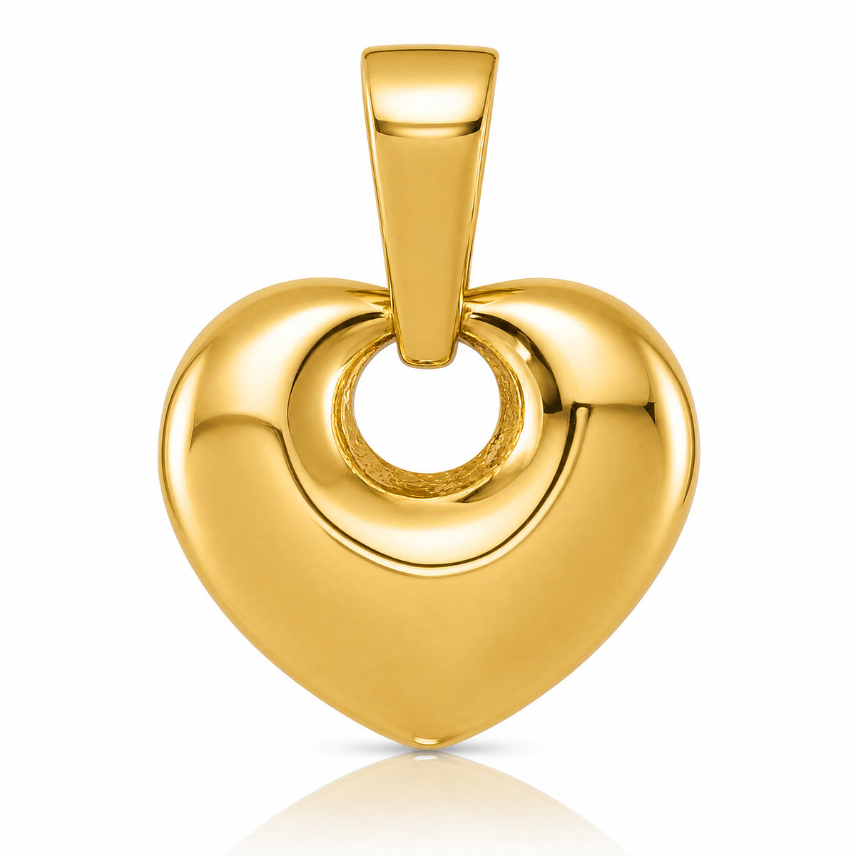 14K Polished Puffed Heart Pendant - Lifestyle View