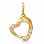 14k Polished CZ Fancy Open Heart Pendant - Lifestyle View
