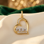 14k and Rhodium-Plated Polished CZ Mom Heart Pendant - Lifestyle View