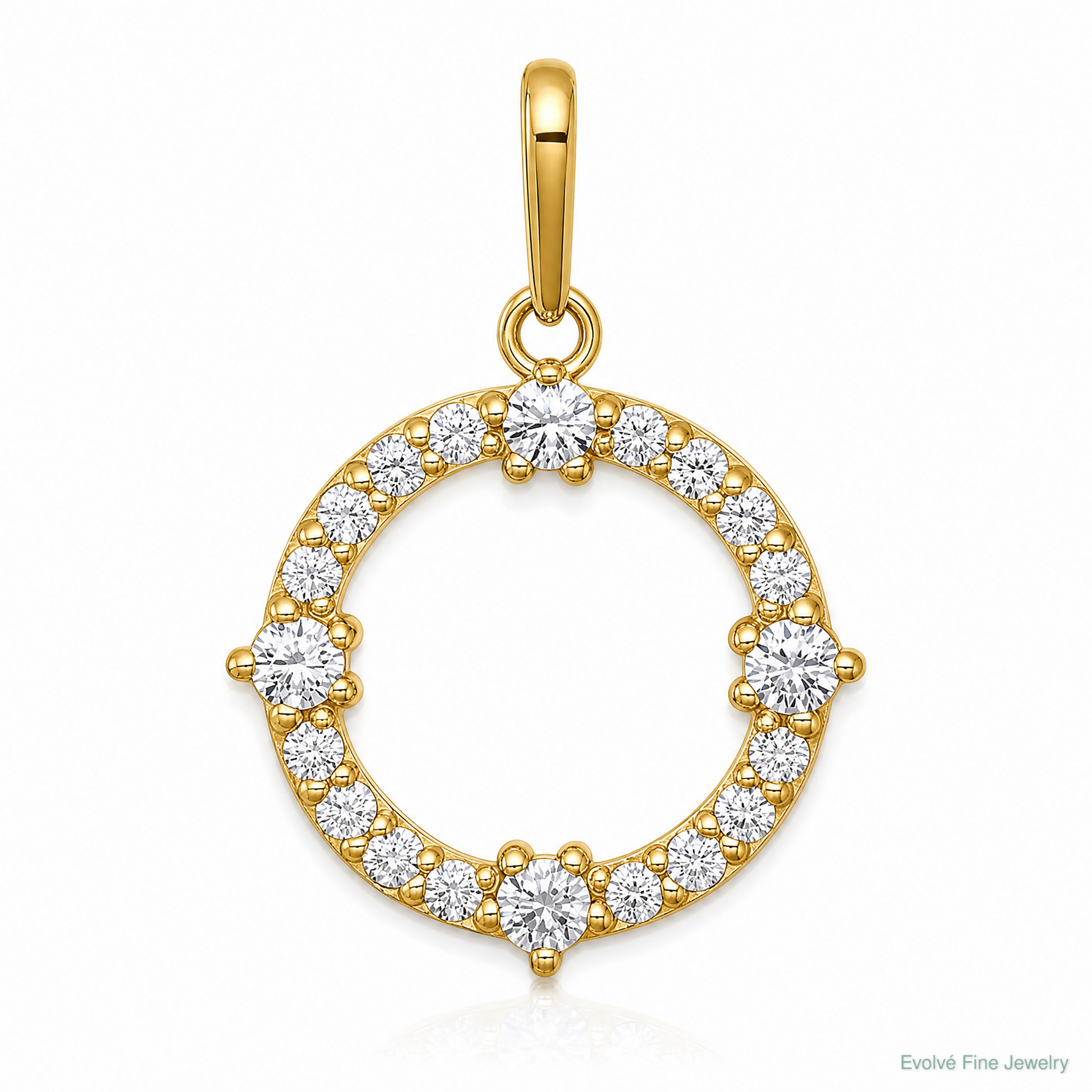 14k Polished CZ Circle Pendant - Lifestyle View