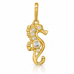 14k Polished CZ Seahorse Pendant - Lifestyle View