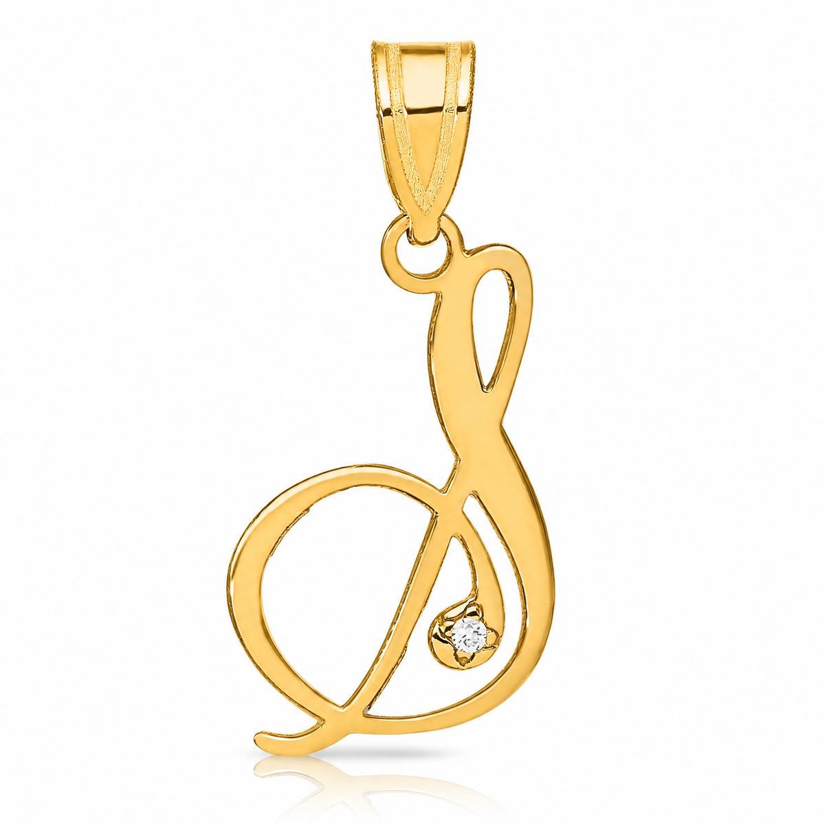 14KY Script Letter S Initial Pendant with Diamond - Lifestyle View