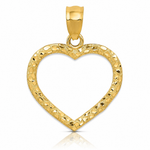 14K Polished and Textured Open Heart Pendant - Lifestyle View