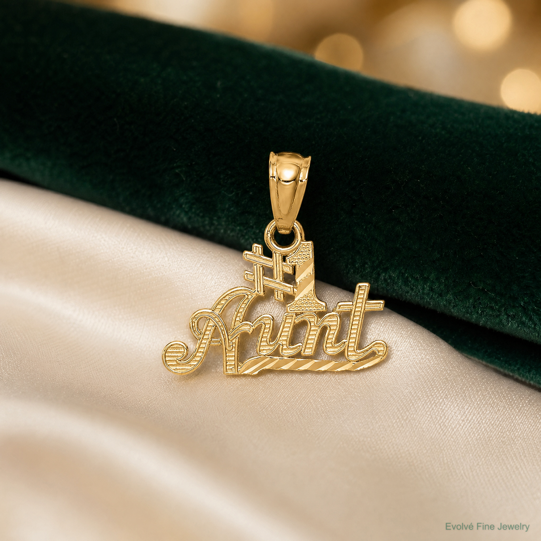 14k #1 AUNT Pendant - Lifestyle View