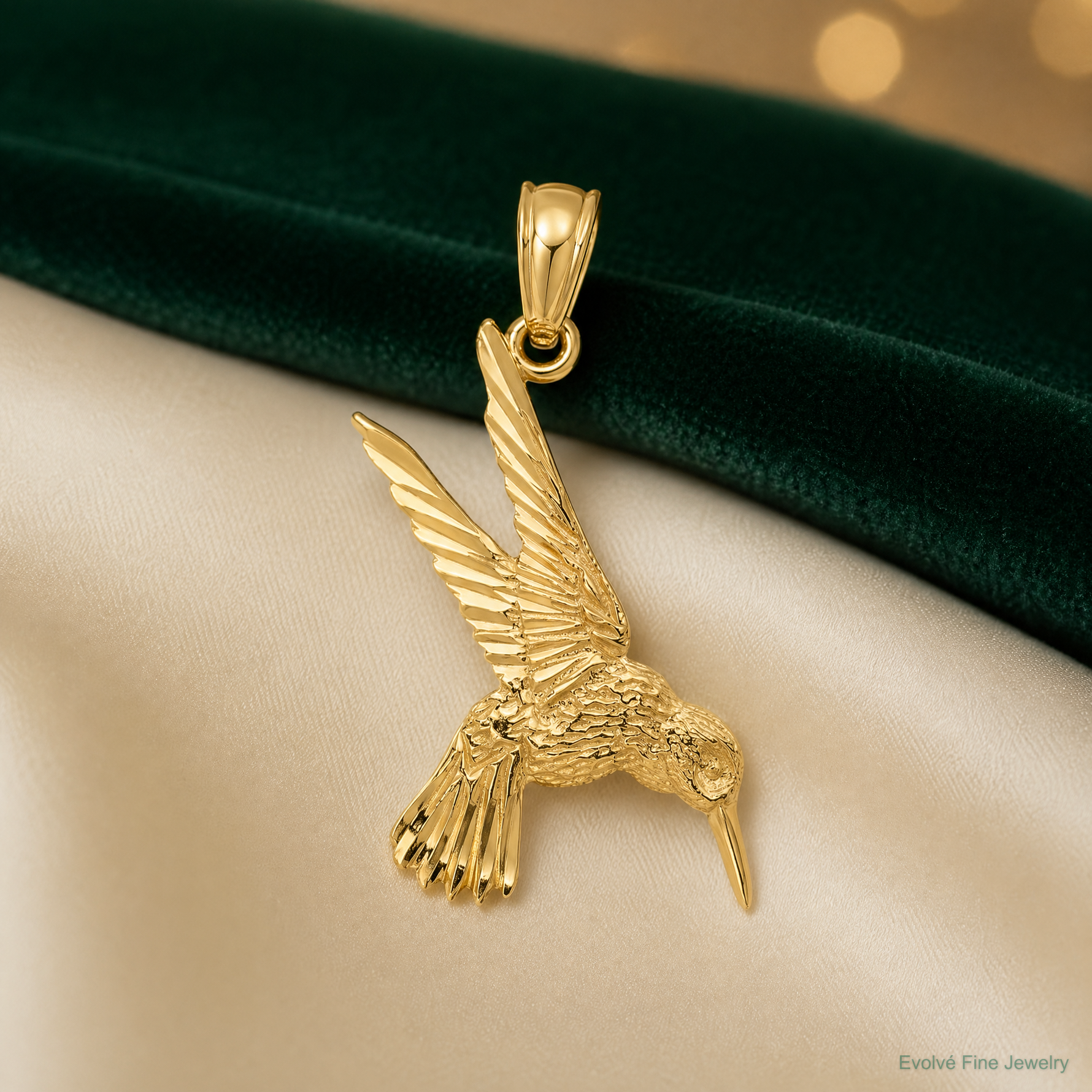 14k Hummingbird Pendant - Lifestyle View