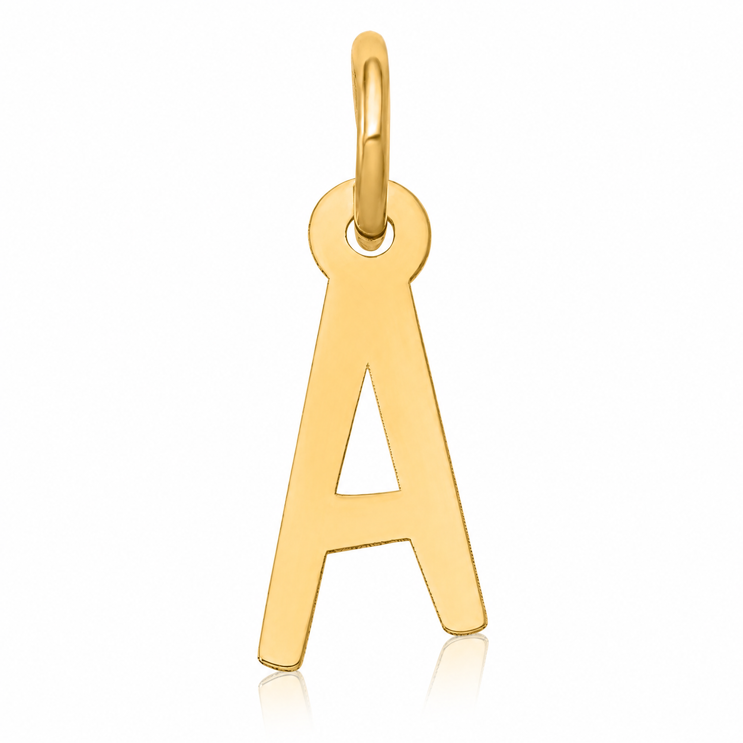 14k Small Slanted Block Letter A Initial Charm - Lifestyle View