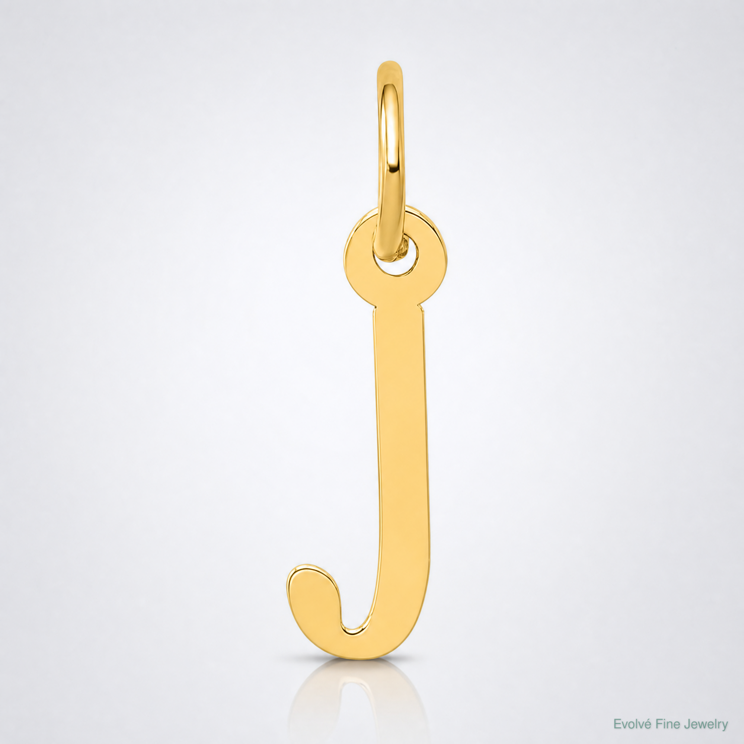 14k Small Slanted Block Letter J Initial Charm - Lifestyle View