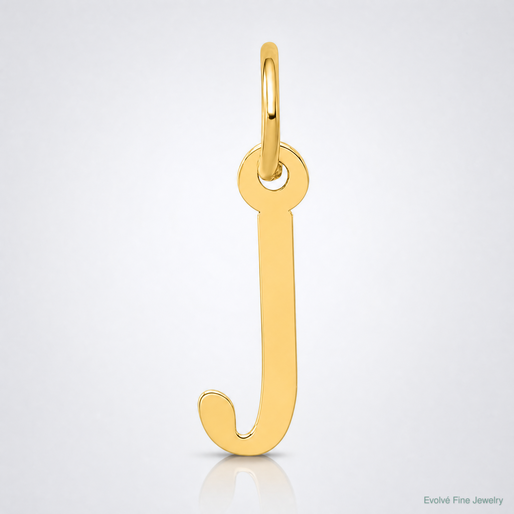 14k Small Slanted Block Letter J Initial Charm - Lifestyle View