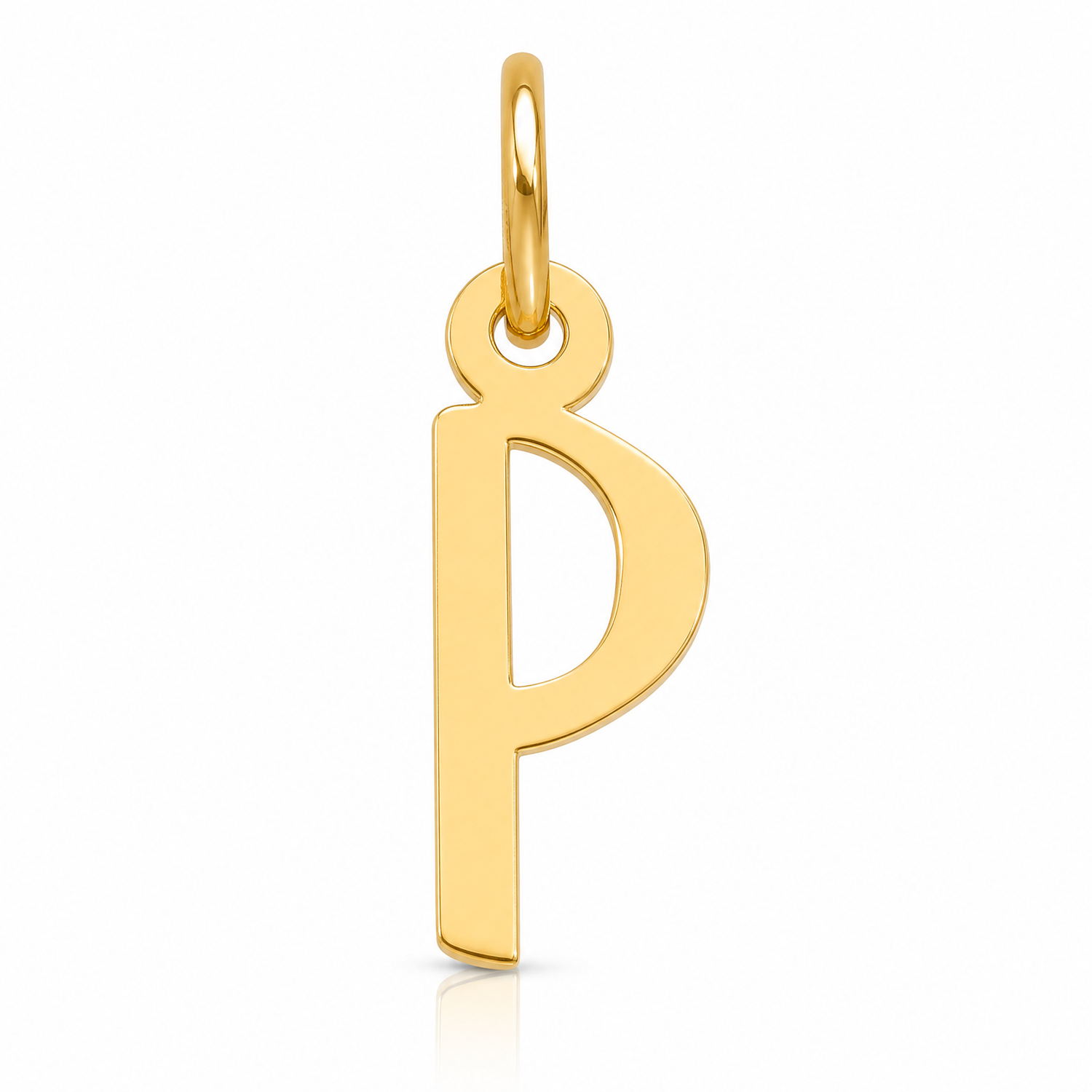 14k Small Slanted Block Letter P Initial Charm - Lifestyle View