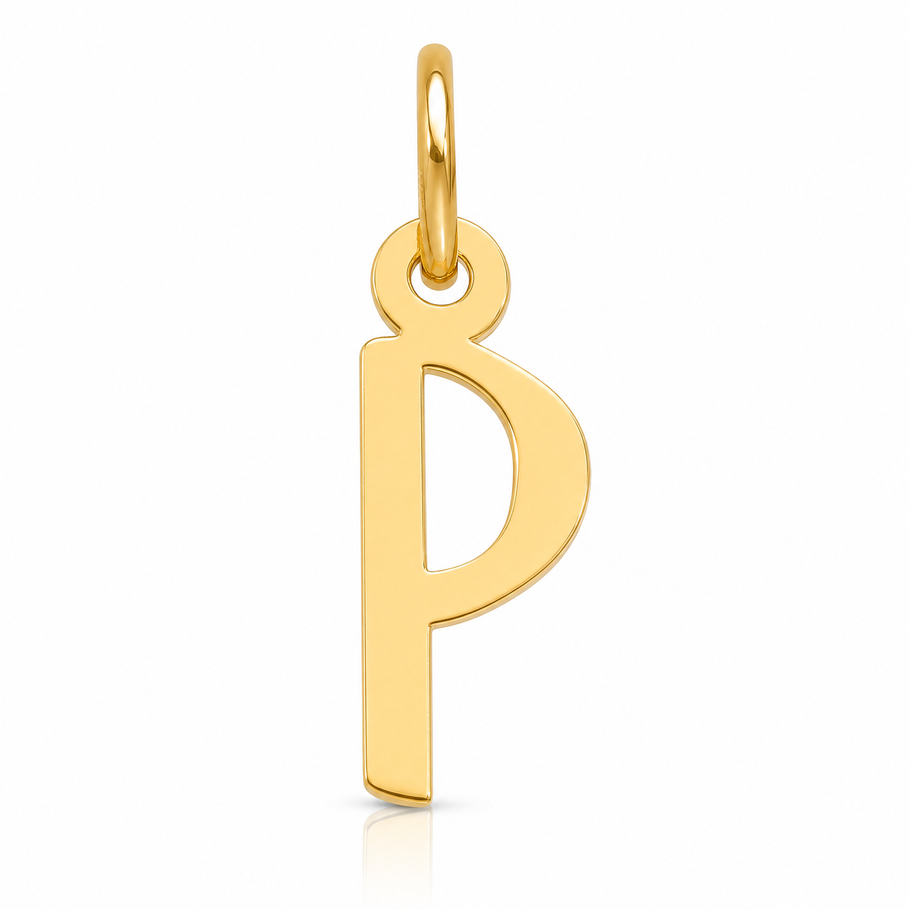 14k Small Slanted Block Letter P Initial Charm - Lifestyle View