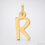 14k Small Slanted Block Letter R Initial Charm - Lifestyle View