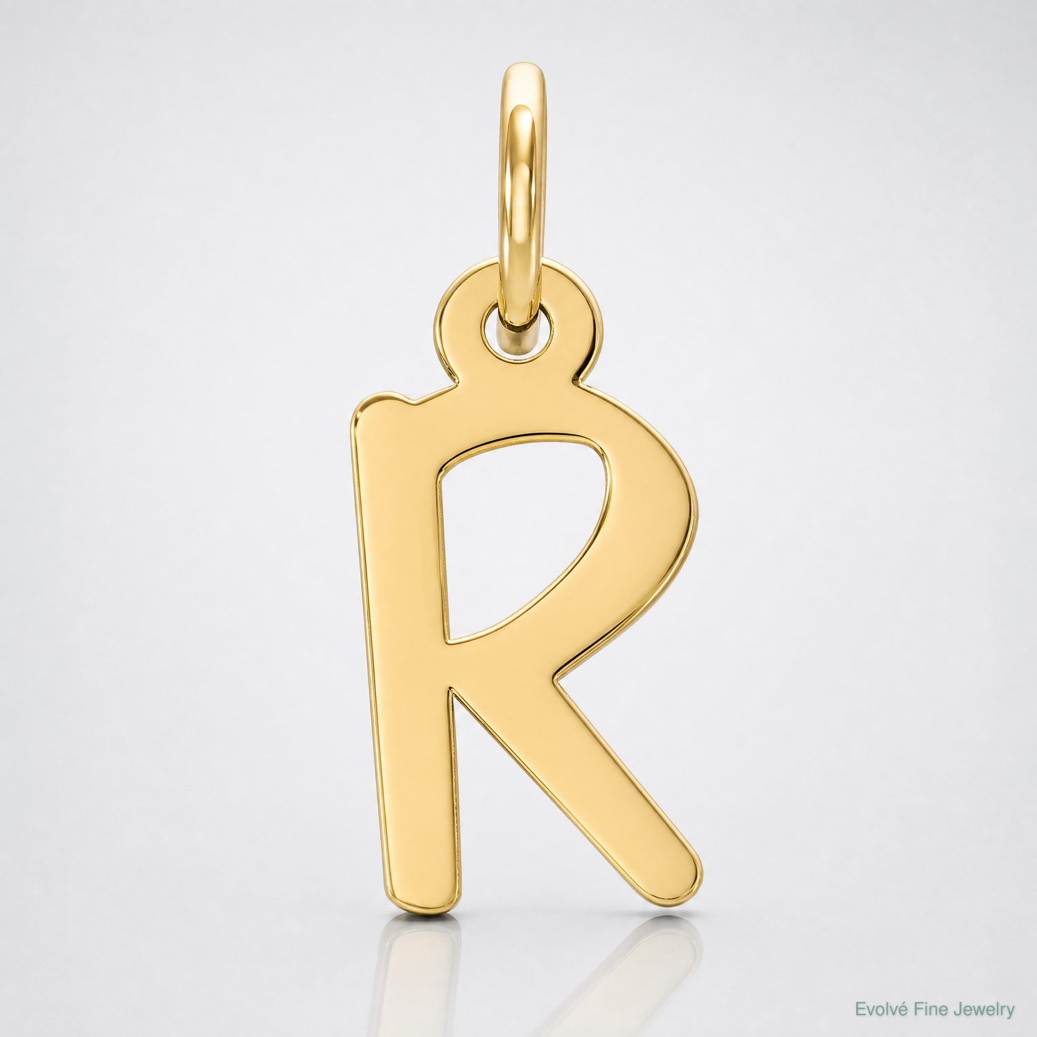 14k Small Slanted Block Letter R Initial Charm - Lifestyle View