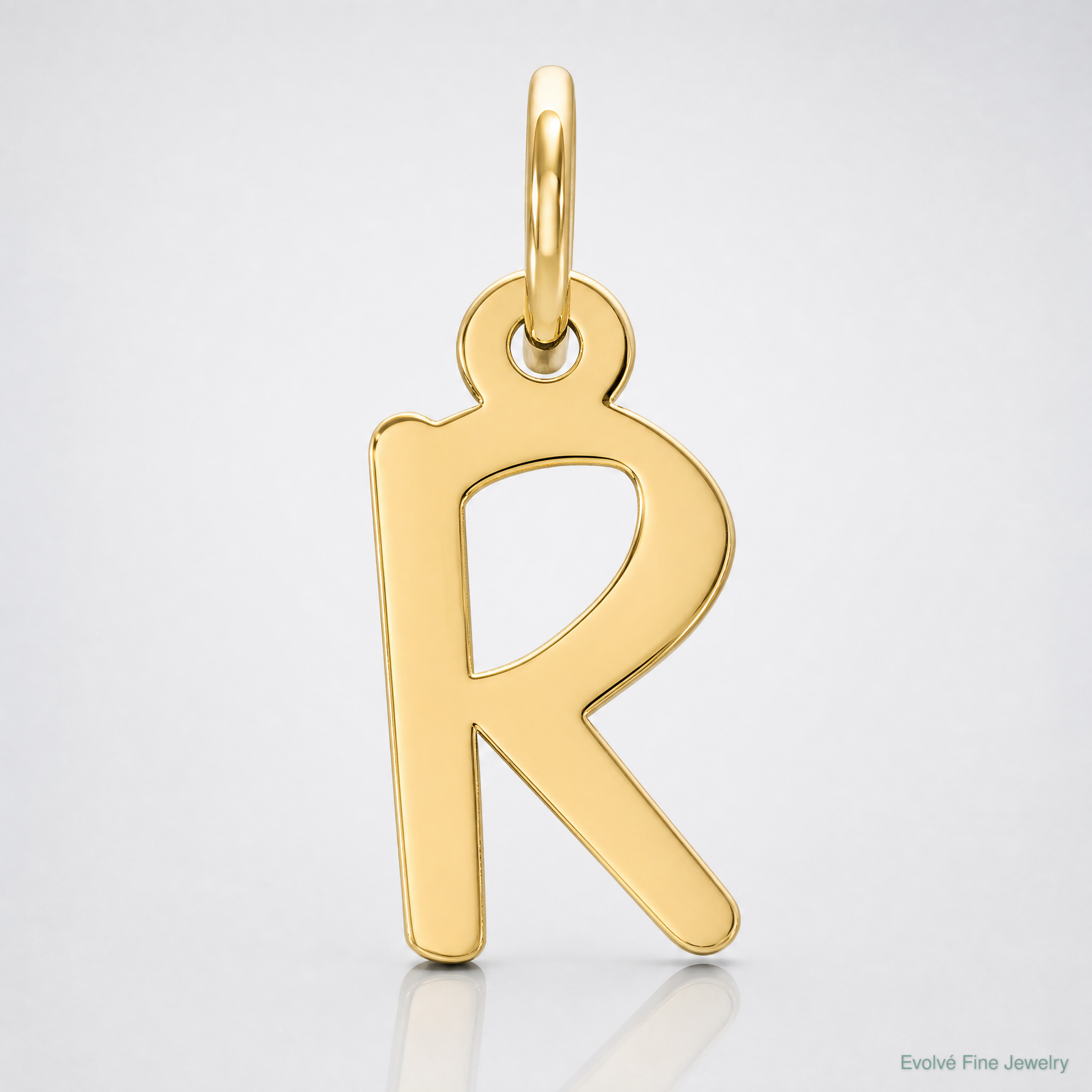 14k Small Slanted Block Letter R Initial Charm - Lifestyle View