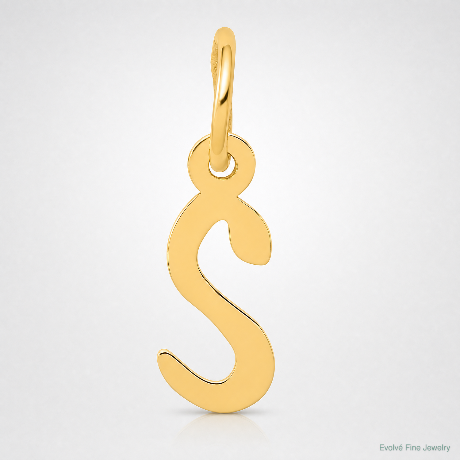 14k Small Slanted Block Letter S Initial Charm - Lifestyle View