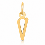 14k Small Slanted Block Letter V Initial Charm - Lifestyle View