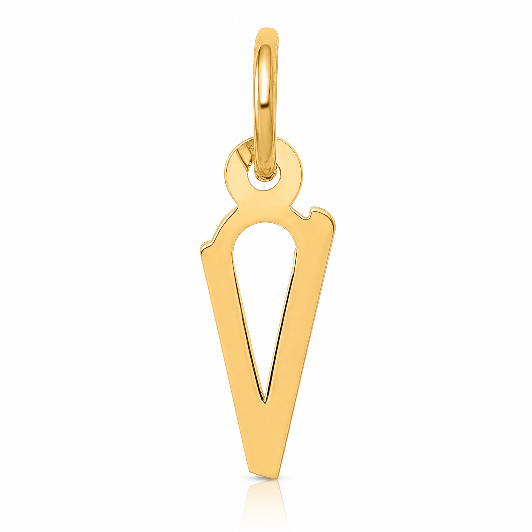 14k Small Slanted Block Letter V Initial Charm - Lifestyle View