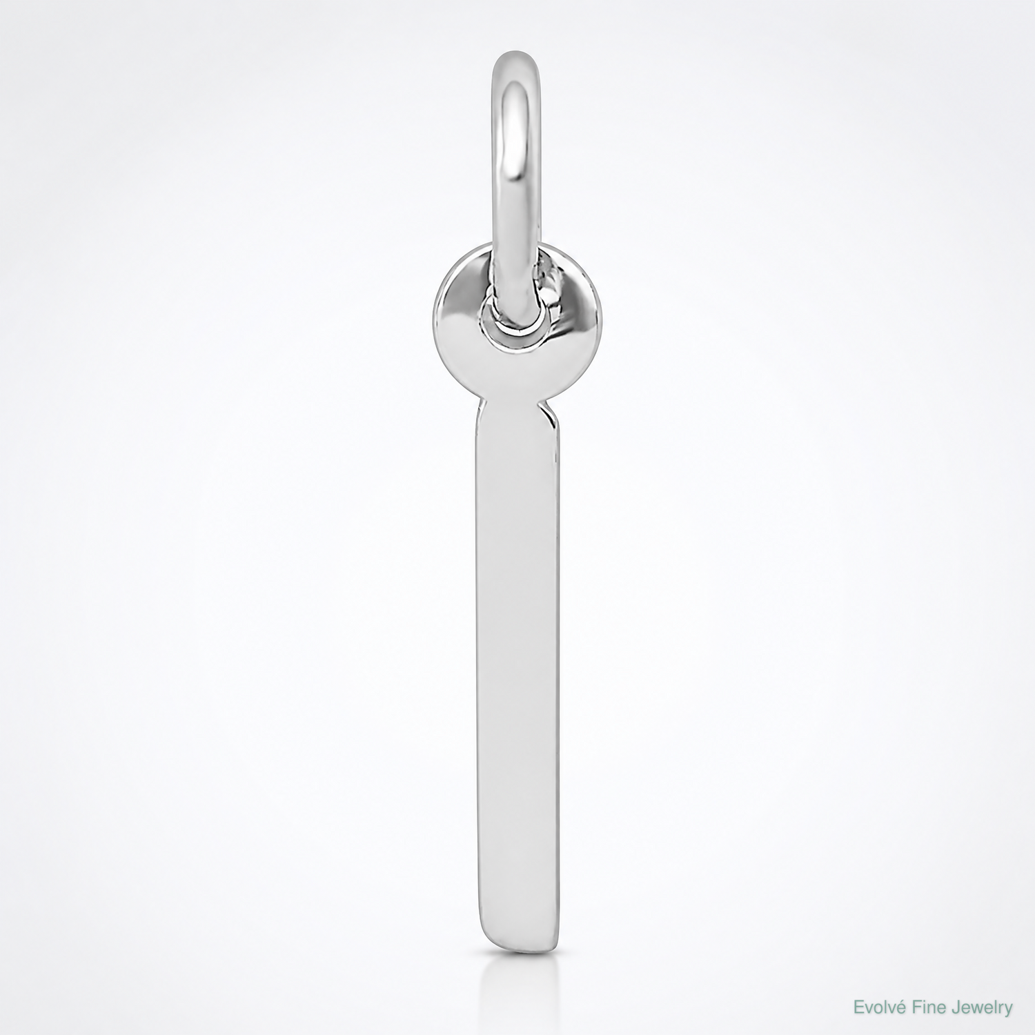 14K White Gold Small Slanted Block Letter I Initial Charm - Lifestyle View