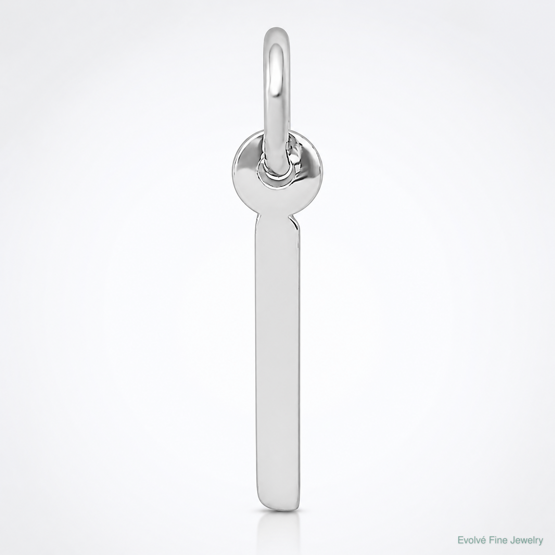14K White Gold Small Slanted Block Letter I Initial Charm - Lifestyle View