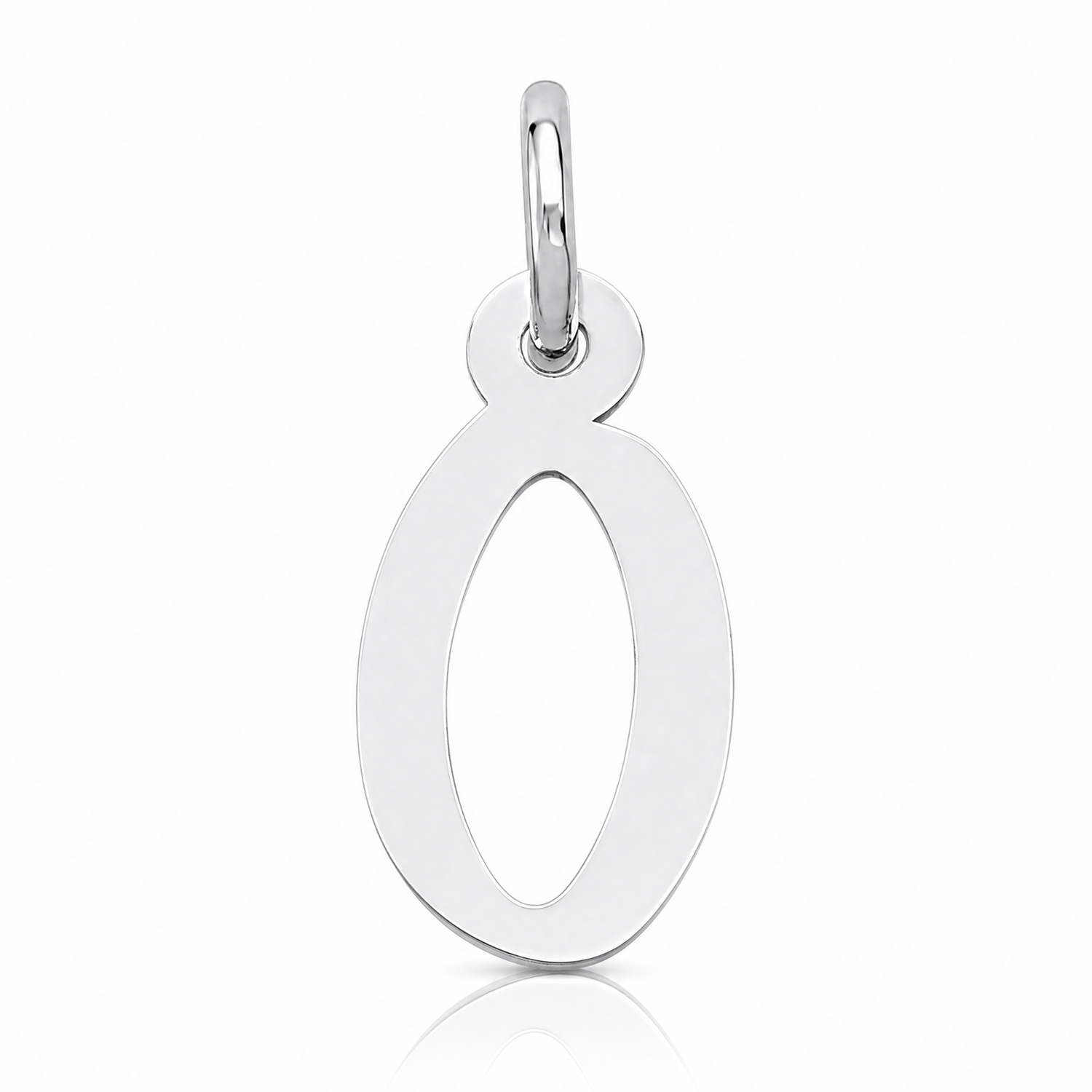 14K White Gold Small Slanted Block Letter O Initial Charm - Lifestyle View
