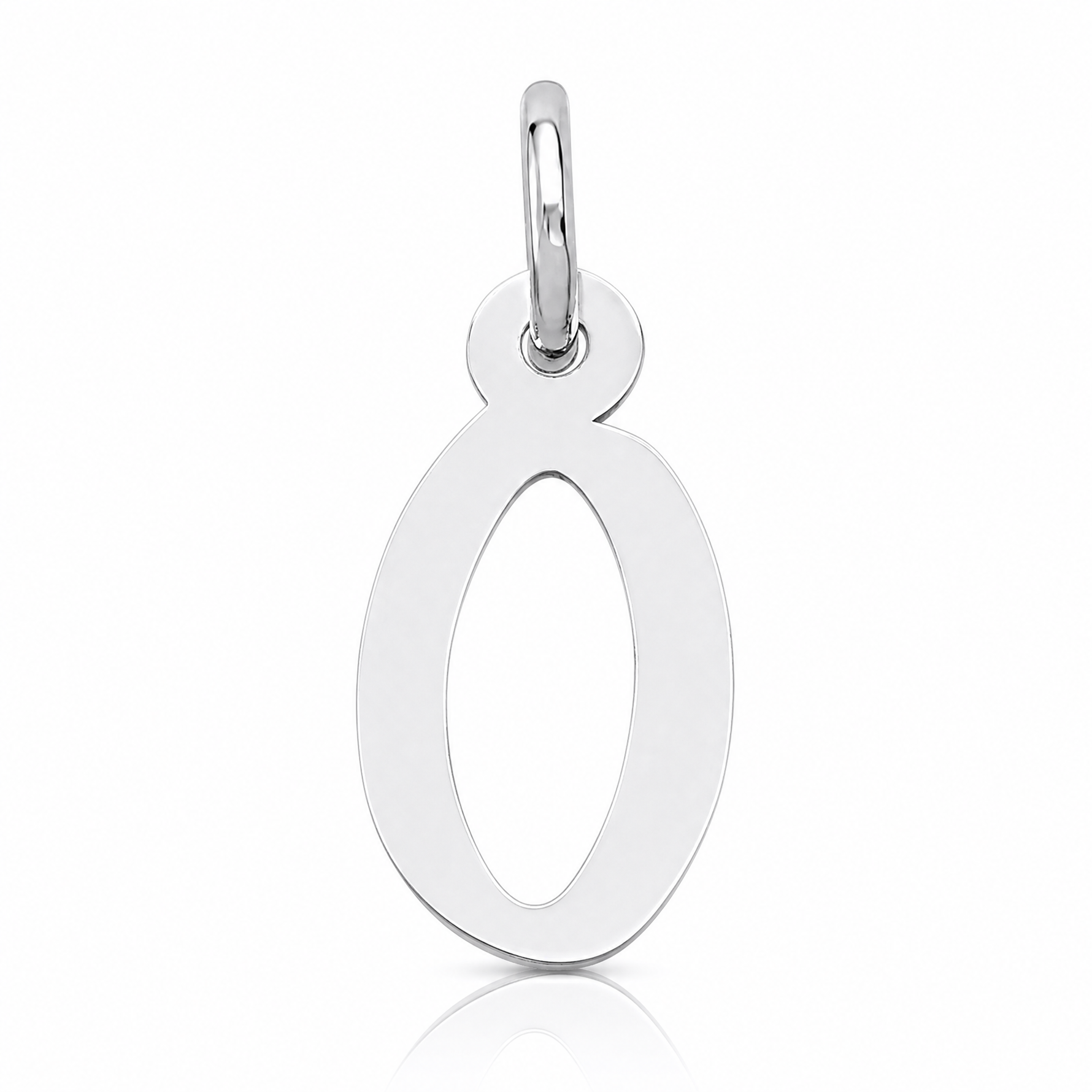 14K White Gold Small Slanted Block Letter O Initial Charm - Lifestyle View