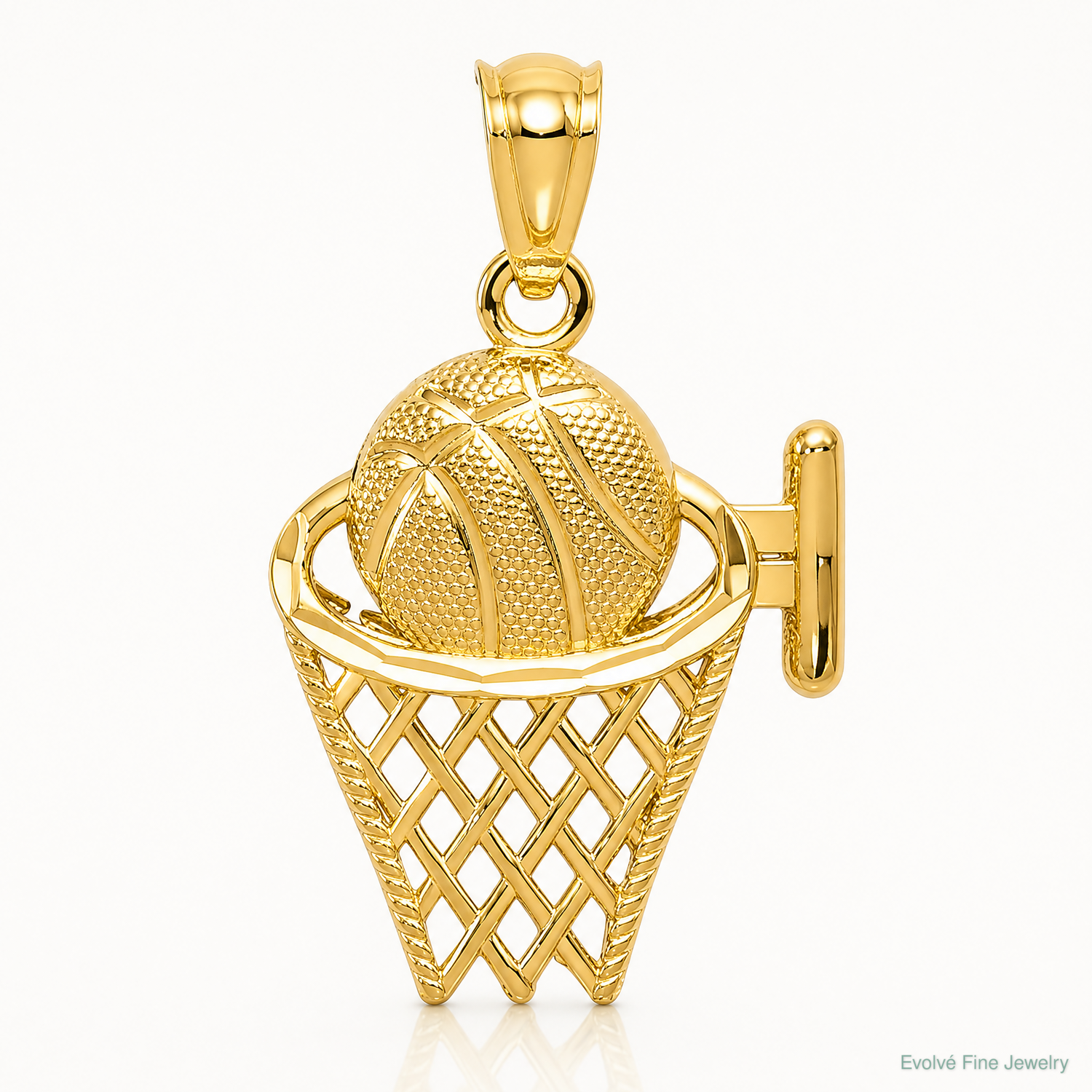 14k Basketball in the Net Pendant - Lifestyle View